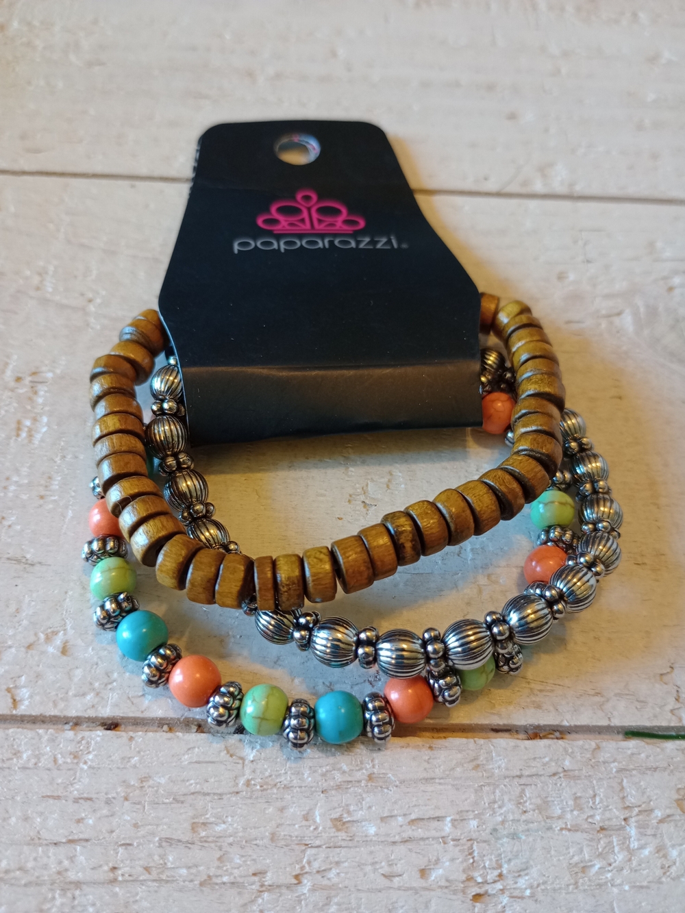 paparazzi Brown Turquoise Coral Green Beaded Bracelet Set